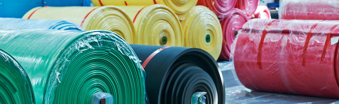 Rolls of polyurethane elastomers stored for vibration isolation. Rolls of polyurethane elastomers stored for vibration isolation.