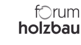 Logo of Forum Holzbau in black and grey lettering. Logo of Forum Holzbau in black and grey lettering.