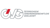 Logo of the &Ouml;VG (Austrian Society for Traffic and Transport Science), white on black.