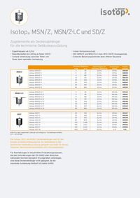 Werkstoffdatenblatt 
Isotop MSN/Z-LC und SD/Z
Stahlfederschwingungsisolatoren Zugelement