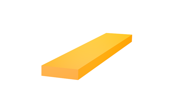 3D pictogram of a yellow rectangular strip bearing for vibration damping.