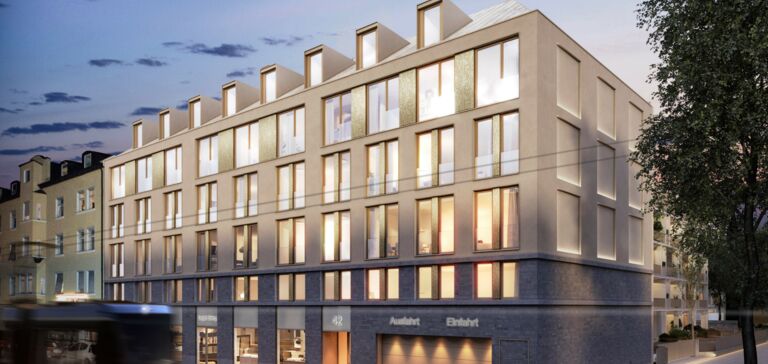 Gebäudelagerung Troger Höfe Straßenbahn Gebäudelagerung Troger Höfe Straßenbahn