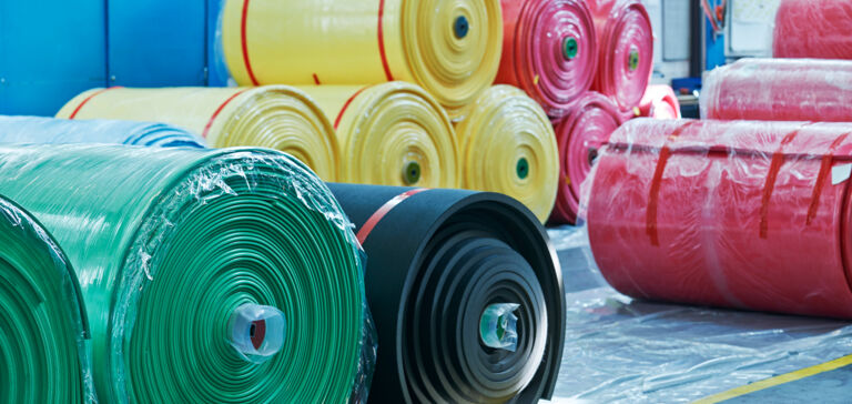 Rolls of polyurethane elastomers stored for vibration isolation. Rolls of polyurethane elastomers stored for vibration isolation.