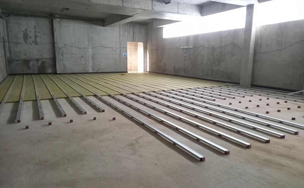 Installation Acoustic Floor Blocks Dojo, Saint-Thibault des Vignes
